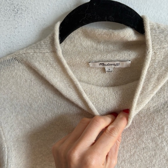 Madewell Sz S Merino Wool Blend Neutral Cream Turtleneck Sweater - Picture 6 of 10
